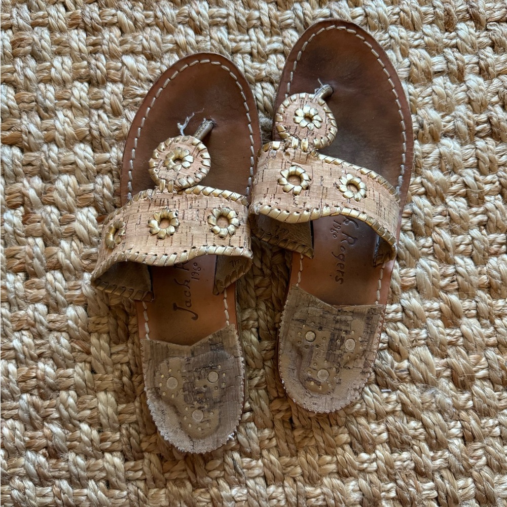 Jack Rogers Neutral Cork & Gold Sandal